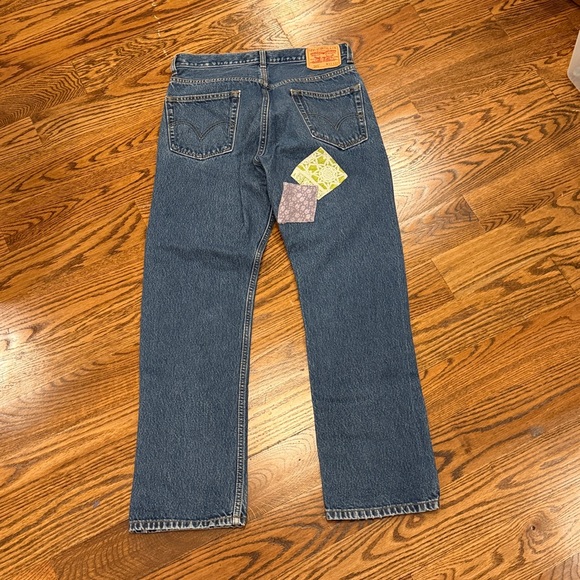 Levi's Blue Patchwork Straight Leg Jeans - Picture 2 of 5